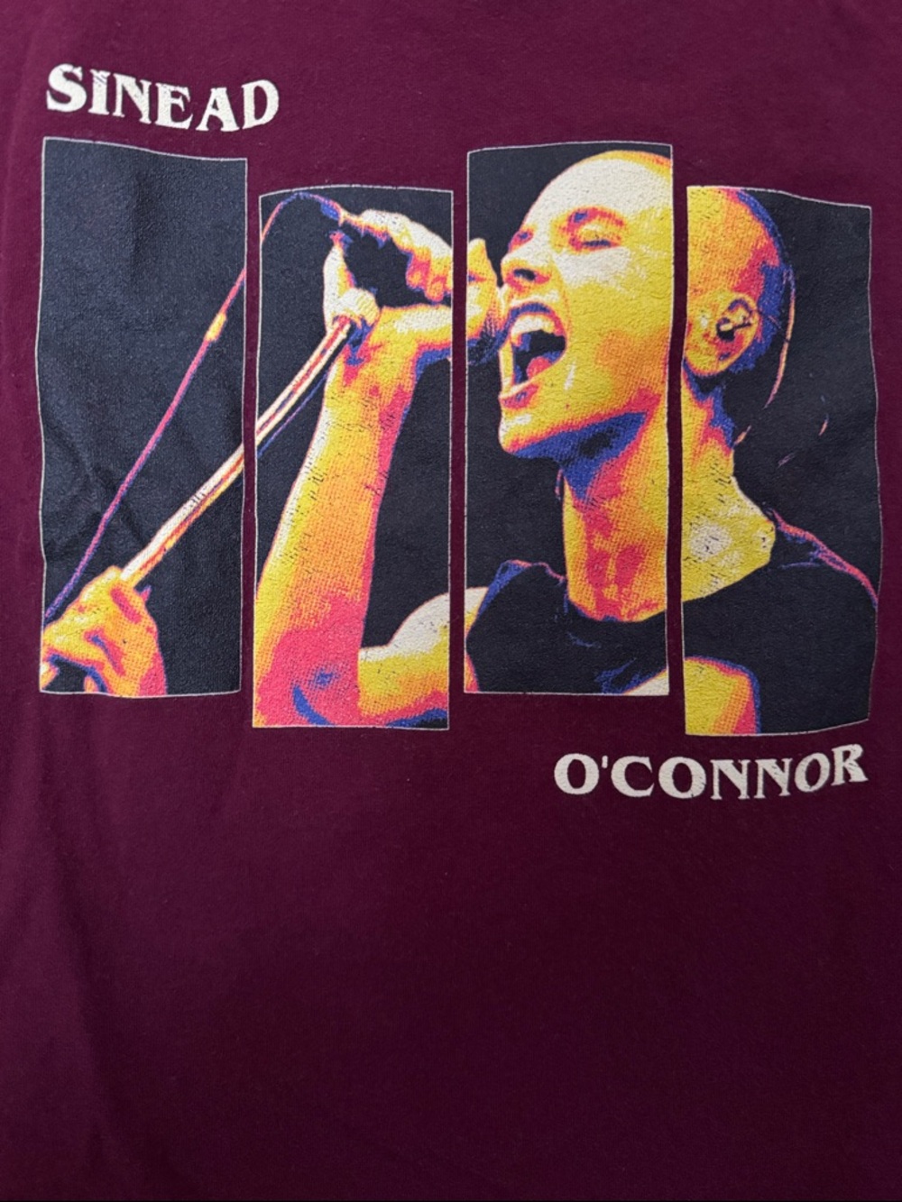 Maroon Sinead O'Connor / black flag bars Graphic Tee, large quality punk t-shirt - Picture 14 of 16